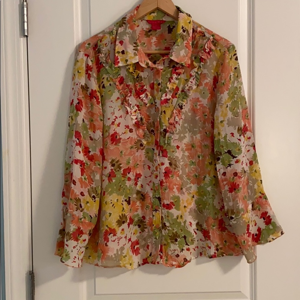 Sunny Leigh Sheer Blouse with flared sleeves